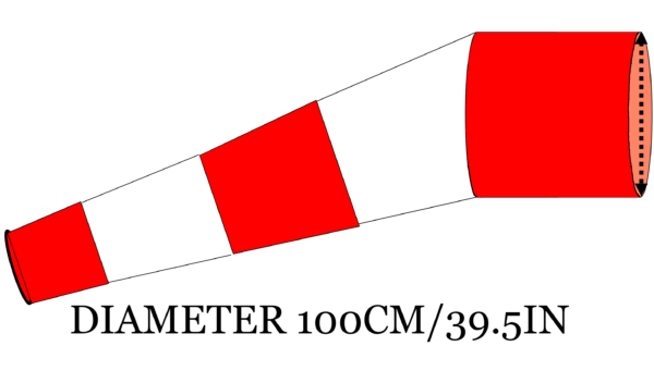 Replacement Windsock Diam. 100cm Length 450cm Compliant with ICAO/STAC Aviation Standards (NO MAST NO WEATHERVANE)