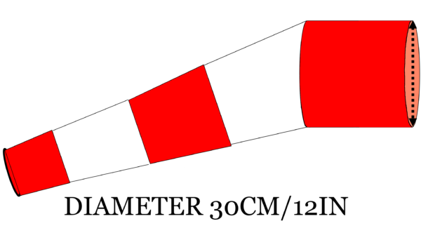 Replacement Windsock Diam. 30cm Length 160cm Compliant with ICAO/STAC Aviation Standards (NO MAST NO WEATHERVANE)